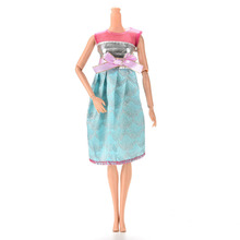 TOYZHIJIA разноцветное модное мини Кукольное платье, одежда для Барби, ручная работа, лоскутное праздничное платье, аксессуары для кукол 2024 - купить недорого