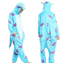 Dropship Adult High Quality Blue Monster Kigurumi Onesies Sleepwear Animal Anime Cartoon Pajamas Cosplay Costumes 2024 - buy cheap