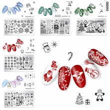 1 шт., штамп для ногтей, шаблоны рождественского дизайна из нержавеющей стали 12x6 см, зимние пластины для штамповки ногтей, трафаретные гвозди для творчества 2024 - купить недорого