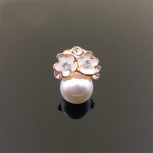 20 PCS 16*20mm Fashion Metal Alloy Imitation Pearl Crystal Rhinestone Flowers Connectors For Jewelry Making 2024 - buy cheap