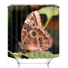 Водонепроницаемая душевая занавеска из полиэстера, с 3D рисунком бабочки 2024 - купить недорого