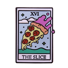 Pizza slice pin tarot card badge pastel art brooch charm divination jewelry creative jackets accessory 2024 - buy cheap