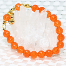 Hot sale fashion 8mm round bracelet for women orange jades chalcedony stone beads party gift pretty jewelry 7.5inch B2045 2024 - buy cheap