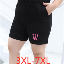 Novo verão plus size shorts de roupas femininas para mulher casual solto cintura elástica tamanho grande wowan preto letra shorts de seda- 2024 - compre barato