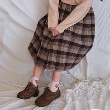 College Elegant Sweet Skirt Literary Retro Elastic Waist Woolen Tea Lattice Pleated Skirt Mori Girl Winter 2024 - buy cheap