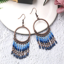 Vintage Round India Boho Ethnic Beads Dangle Drop Long Tassel Earrings for Women Female 2019 Hanging Earring Statement Jewelry 2024 - buy cheap