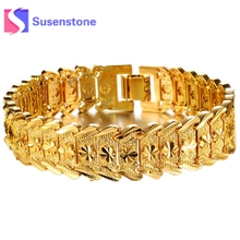 Male Bracelet Women Jewelry Pulseira Masculina Trendy Gold Color Chunky Chain Link Bracelets Wide Wrist Wholesale Pulsera Hombre 2024 - buy cheap