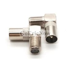 Cabo conector coaxial de 90 graus 1 peça, ângulo reto, conector aéreo de tv, coaxial rf f fêmea para tv macho plugue para fêmea 2024 - compre barato