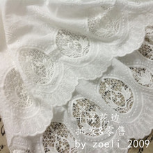 Free shipping high quality ivory white cotton cloth embroidery lace fabrics DIY fabric width 130cm Allover flowers 2024 - buy cheap