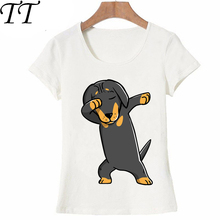 Cool Dabbing Dachshund Design T-shirt Unique Fashion Women T-Shirt Funny Doxie Print T Shirts Casual Tees Summer Female Tops 2024 - buy cheap