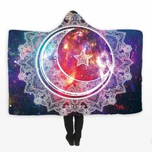 Wholesale Sun Moon 3D Print Hoodie Blanket Coral Fleece Hooded Blanket Warm Travel Airplane Sofa Bed Travel Throw Blanket Kids 2024 - buy cheap