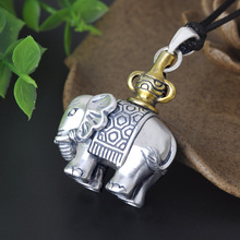 925 pure   Joker Thai silver restoring ancient ways female silver elephant pendant sweater chain pendant jewelry wholesale 2024 - buy cheap