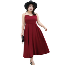 Summer Sling Dress Women Sleeveless Chiffon Maxi Dresses Female Elastic waist Solid color Sexy Dresses Vestidos Plus size 4XL G3 2024 - buy cheap