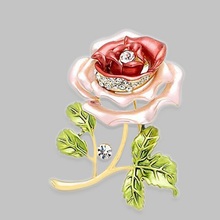 Pink Red Rhinestone Brooch Pin, 4 Color Rose Flower Brooches for Women Men Broche Scarf Buckle Brouch Broach Accessory 2024 - buy cheap