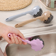 Bola de limpieza de cocina con mango, cepillo de mano fácil de colgar, accesorios de limpieza para el hogar 2024 - compra barato