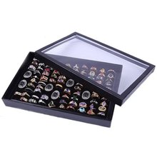 Black 100 Slot Ear Ring Jewellery Display Storage Box Tray Show Case Organiser Earring Holder with Lid 2024 - buy cheap