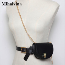 Mihaivina Women Waist Pack Semicircle Fanny Pack Leahter Waist Bag Fashion Chain Waist Belt Shoulder Bags Female Purse Bum Bag 2024 - buy cheap