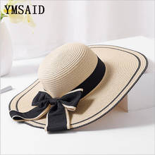 Ymsaid Summer Big bowknot Straw Hats Foldable Beach Hats for Women Female Sunbonnet Ladies Vacation Large Wide Brimmed Sun Hats 2024 - buy cheap