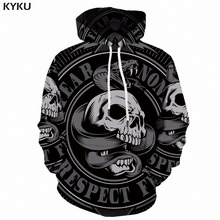 KYKU Skull Hoodies Men Sweatshirts Snake Animal Printed Hoodie 3d Anime Gray Mens Clothing Long Sweatshirt Hooded Winter New 2024 - buy cheap