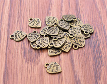 Colgante de amuletos de corazón Chapado en bronce antiguo para bricolaje, collar, pulsera, joyería, Accessories-E1-06, 12x10mm, 50 Uds. 2024 - compra barato