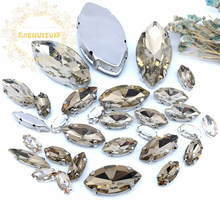 8 SIZES 30PCS Free shipping! Light coffee Horse eye shape Glass Crystal sew on rhinestones with calw Diy wedding decoration 2024 - buy cheap