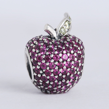 Spring collection 925 sterling silver pave apple charms with fancy red & light green cz Suitable for Brand Charm Bracelets 2024 - buy cheap