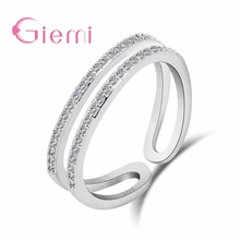 New Arrival 925 Sterling Silver Rings For Girl Wedding Simple Adjustable Crystal Finger Jewelry Dropshipping 2024 - buy cheap