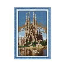 Sea Cross Stitch Castle Kit, European-style building handmade diy decorative embroidery with Chinese characteristics 2024 - buy cheap