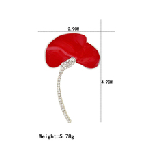 2019 New Red Poppies Brooch Crystal Flower Brooch For Women Rhinestone Broshes Metal Brosh Wedding Jewelry Clothes Accessories 2024 - buy cheap