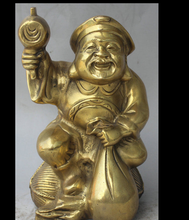 zhmui880062837*<<+++8" Chinese Folk Brass Asia Singapore Mammon Money Wealth God Play Drum Statue 2024 - buy cheap
