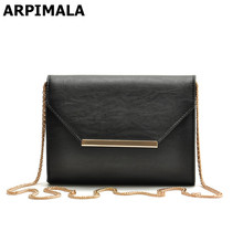 ARPIMALA Soft black leather casual clutches womens evening party bags envelope chain handbags free shipping 1004 2024 - buy cheap