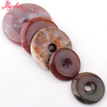 30,40,50mm Natural Multicolor Donut Round Indian Agates Stone Beads 1Pc Wholesale For DIY Necklace Jewelry Making,Free Shipping 2024 - buy cheap