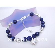 Pulsera de plata de ley S925 hecha a mano, lapislázuli azul, piedra preciosa, 4-8mm, 8 '', Envío Gratis 2024 - compra barato