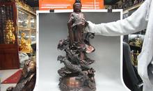 Soporte de cobre de bronce rojo Fane chino, estatua de dragón Guan Yin kwan-yin Boddhisatva 2024 - compra barato