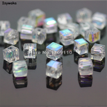 Isywaka-Cuentas cuadradas de cristal austriaco para fabricación de joyas, 100 uds, cubo, 4mm, Color blanco AB 2024 - compra barato