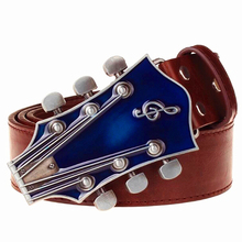 Cinturón de hebilla de guitarra de Metal para hombre, Correa decorativa de cuero para música, envío directo 2024 - compra barato