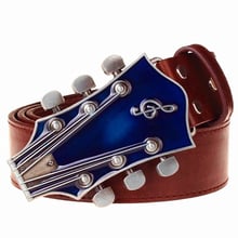 Drop shipping Fashion Metal guitar buckle belt music guitar belt Performer Decorative strap guitar style men's leather belt 2024 - buy cheap