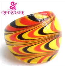 RED SNAKE Fashion Handmade Ring with Red / Yellow Ripples Murano Glass Rings 2024 - buy cheap