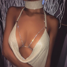 Nova lingerie metálica prateada de cristal diamante, acessórios para mulheres, sutiã sexy com strass, elegante, para ombro, laço de prata, 2019 2024 - compre barato