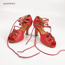 Hot Sexy Latin dance red sneakers satin ballroom Salsa Jazz Kizomba Bachata dance woman 7cm high/medium/low height heels shoes 2024 - buy cheap