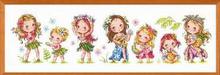 Gold Collection Lovely Counted Cross Stitch Kit ALOHA Sisters Seven Little Girls Girl Dancing Playing Music Concert Dance SO 2024 - buy cheap