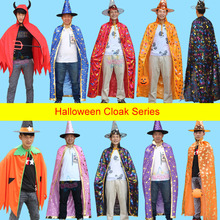 For Christmas Birthday Party Adult Cosplay Wizard Costume Halloween Party Cape Robe Hat Star Pumpkin Cape Costumes  Performance 2024 - buy cheap