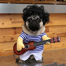 New Dog Costume Clothes Halloween Pet Funny Clothing Guitarist Fleece Small And Large Dog Jumpsuit Coat Without Hair 2024 - buy cheap