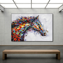 QKART-pintura de caballo cuadrado colorido para el hogar, póster e impresión, cuadro de arte decorativo, pintura sobre lienzo para sala de estar, sin marco 2024 - compra barato