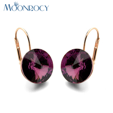 MOONROCY Drop Shipping Fashion Jewelry Rose Gold Color Purple Blue Pink Yellow Crystal Earrings for Women drop Earring Gift 2024 - buy cheap
