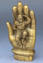 Chinese bronze sculpture sun wukong in the tathagata Buddha's hand decoration bronze factory outlets 2024 - buy cheap