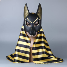 Takerlama Egyptian Anubis Cosplay Face Mask with Headscarf PVC Canis spp Wolf Head Jackal Animal Masquerade Party Halloween 2024 - купить недорого