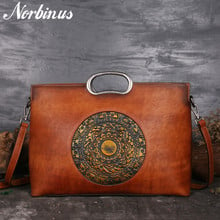 Norbinus Real Cow Leather Ladies Handbags Luxury Brand Women Genuine Leather Tote Big Capacity Manual Painting Shoulder Bags New 2024 - buy cheap