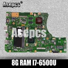 Asepcs X556UV placa base de Computadora Portátil para For Asus X556UV X556UQ X556UB X556UR X556U X556 prueba placa base original de DDR4 8G RAM I7-6500U 2024 - compra barato