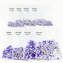 1440 шт стеклянные кристаллы, стразы 7 размеров (1,2-3 мм) плоские круглые камешки для дизайна ногтей темно-синие художественные талисманы для маникюра 2024 - купить недорого
